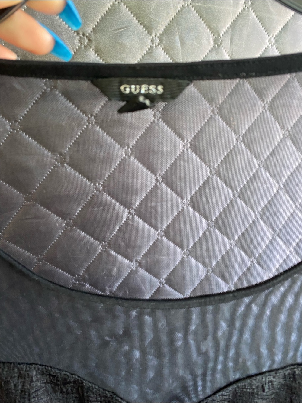 GUESS Black Sheer Yoke Knit Top - Picture 2 of 3